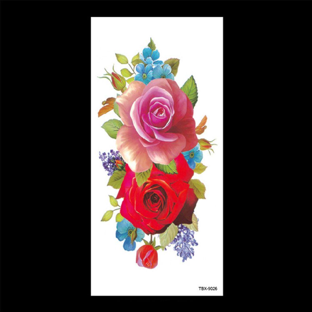 Rose Fashion 3D Girl Waterproof Water Transfer Flowers Makeup Fake Tattoos Temporary Tattoo Stickers Body Art Arm Leg Art