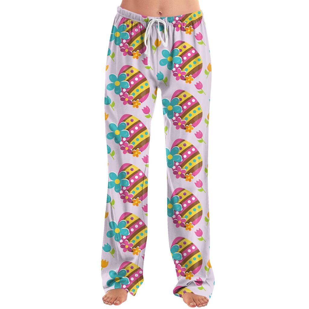 Женские модные свободные повседневные брюки с пасхальным принтом