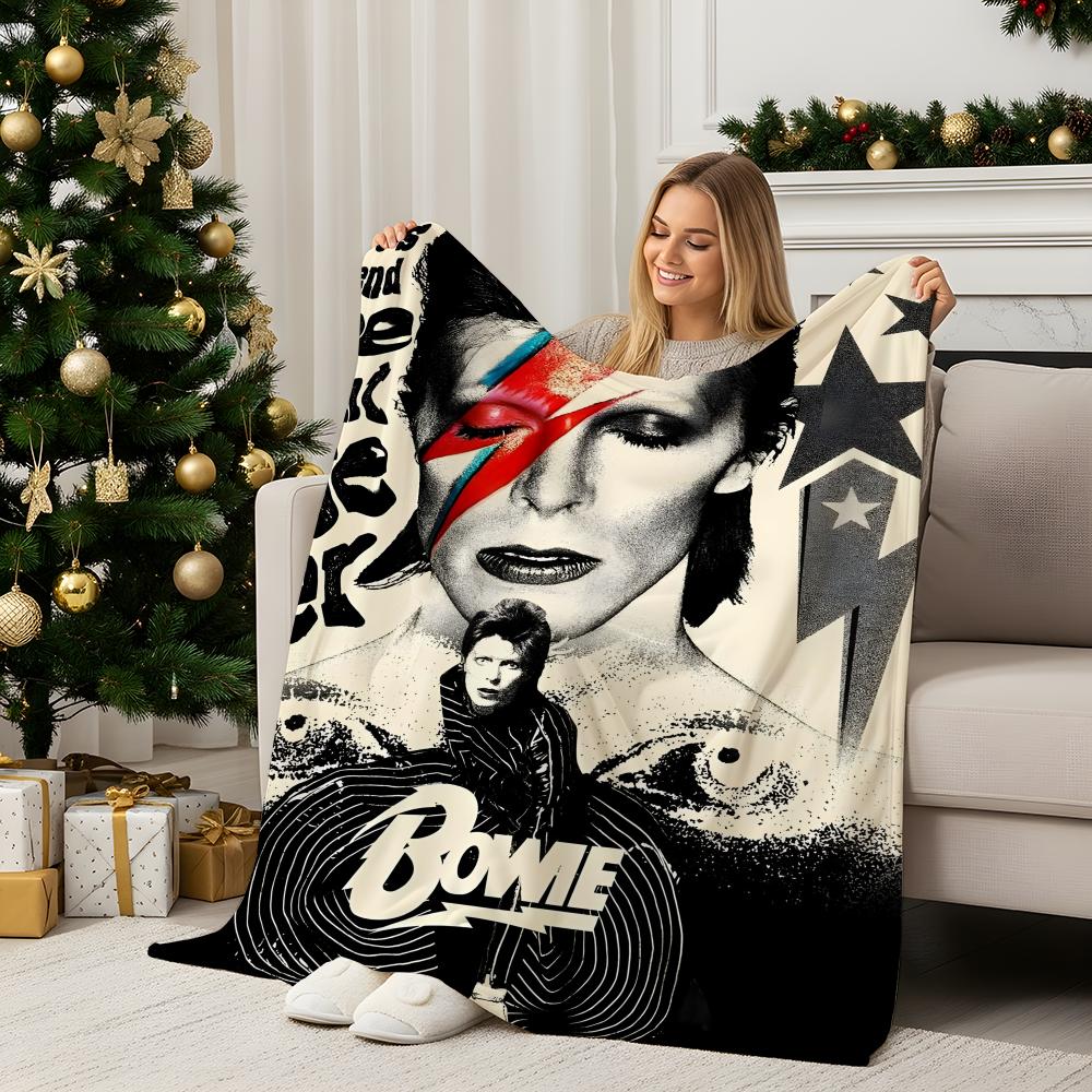 Музыкальный плед D-David Bowie Фланелевый плед Идеально подходит для дивана, офиса, кровати, путешествий, сна, чтения, отдыха, кемпинга, всесезонное использование