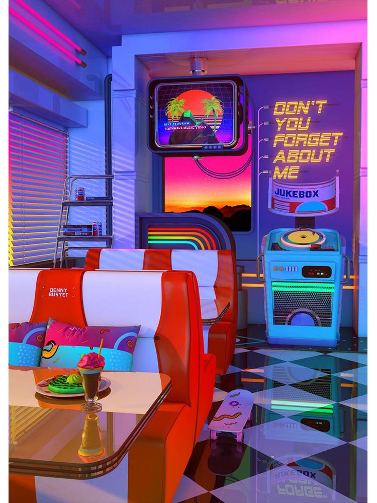 Neon Synthwave Arcade Zone Dream Плакаты Холст Картина Игра Игровая комната Настенная картина для кафе Клубная комната Украшение дома