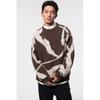 H M Loose Fit Jacquard Knit juMper Brown Pattern