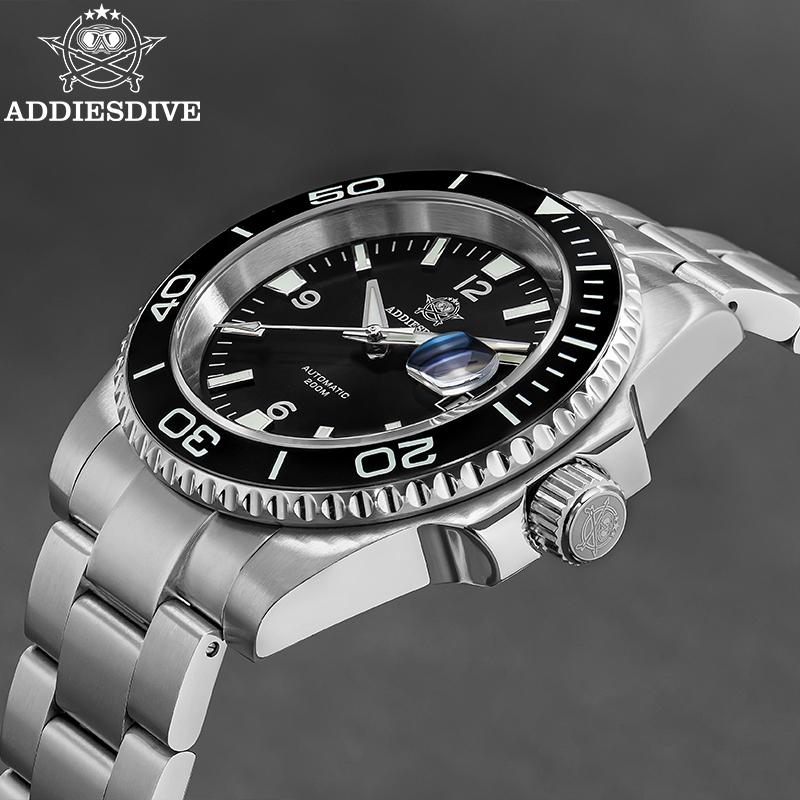 ADDIESDIVE New Men Mechanical Watches Luxury Sapphire Glass Automatic Watch 20ATM Luminous Waterproof Stainless Steel Wristwatch