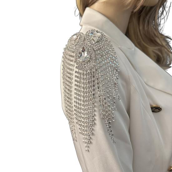 Эполет с бахромой и стразами, эполет-капля на плечо, сверкающий эполет с кисточками, аксессуар для костюмированной вечеринки, сценического выступления