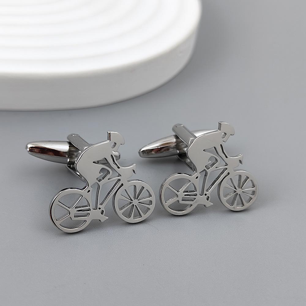 Bicycle racer gold-plated cufflinks, black stainless steel cuffs, men's shirt button accessories, business formal wear