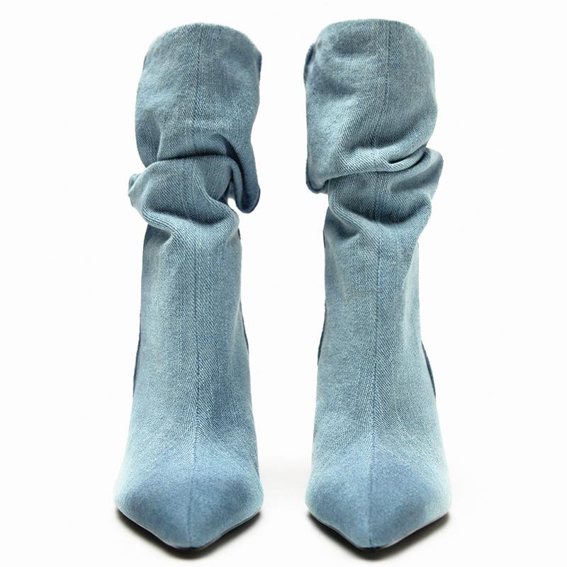 Женские новинки 2024 года, осень-зима, ковбойские сапоги-челси с острым носком, высокие сапоги до колена, гладиаторские сапоги на шпильках, туфли Mujer Zapatillas