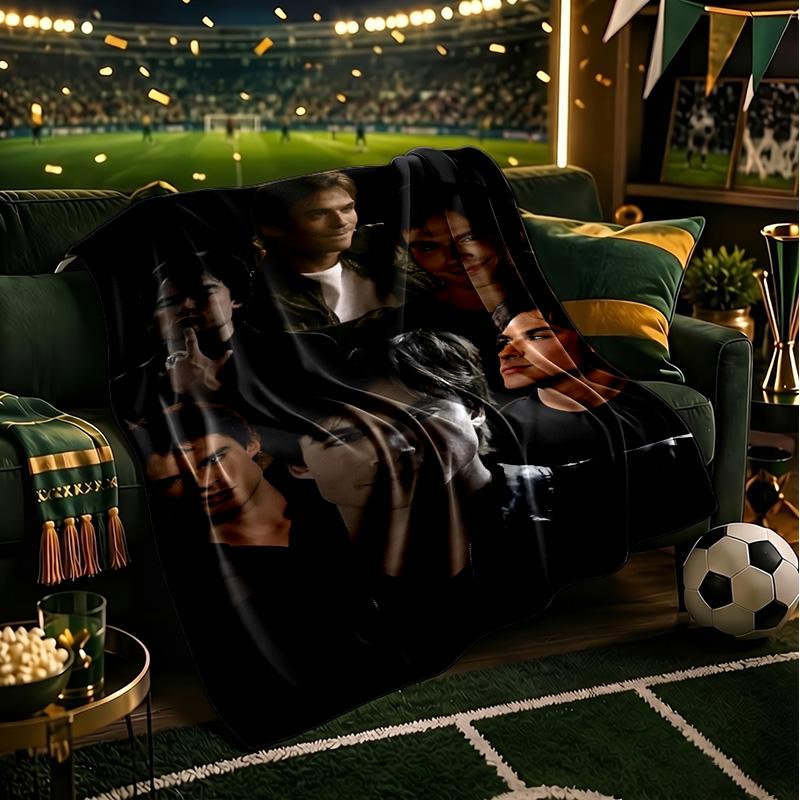 Two Men In Suits Damon Throws Blanket Flannel Blankets Plush for Couch Bed Gifts for Men Women Travel picnic blanket Christmas fan gifts