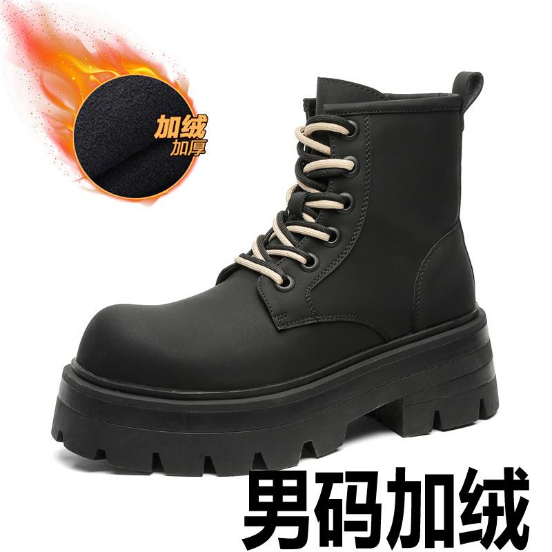 2024 осень и зима платформа ботинки Мартин бархатные высокие дерби туфли на платформе британские локомотивные короткие ботинки 7430-J