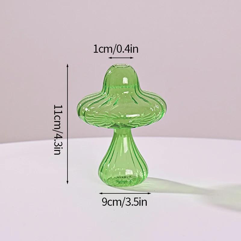 Mushroom Glass Vase Transparent Flower Bottle Small Vase Hydroponic Flower Pot Aromatherapy Bottle Office Desktop Ornament