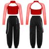 Kids Girls Casual Outfits Long Sleeve Mock Neck Crop Top with Elastic Waistband Pants for Hip-hop Street Dance