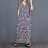 Short Sleeve Plus Size Cotton Satin Vintage Floral New In Dresses for Women Casual Loose Maxi Long Summer Dress