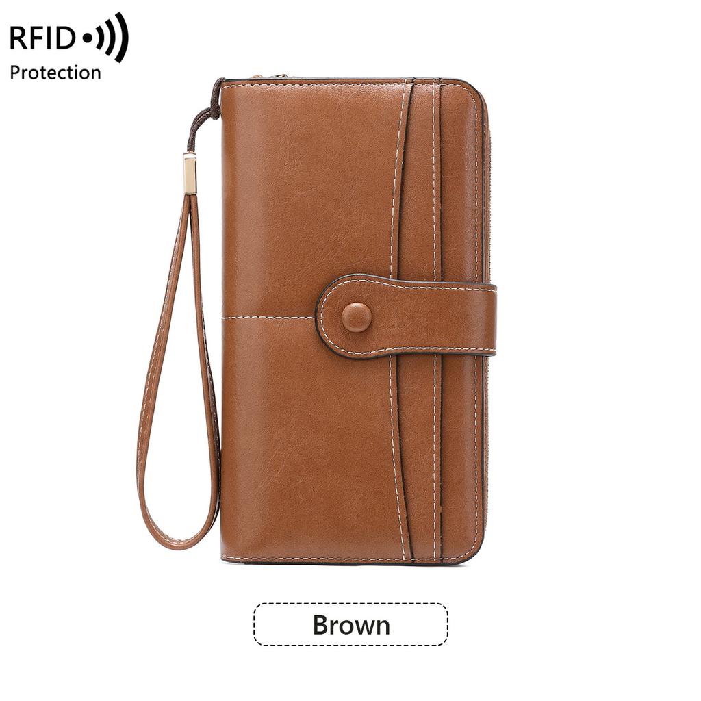 Women Wallets RFID Blocking Buckle Closure Minimalist Long Wallet - Clutch Purse Coin Pouch Card Holder