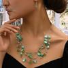 Комплект серег и ожерелья в богемном стиле, многослойный асимметричный гальванический камень, искусственный кристалл, полированный гладкий крючок, серьги, ожерелье, комплект ювелирных изделий