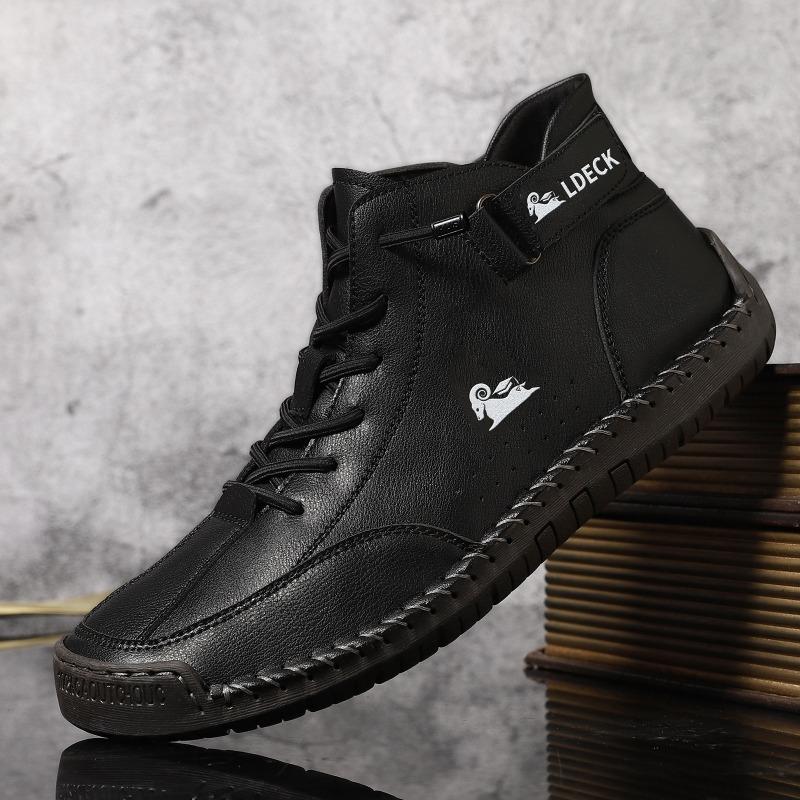 Модная мужская повседневная обувь Высококачественные ботильоны из коровьей кожи Модные кожаные ботинки ручной работы Высокие кроссовки для мужчин Zapatillas Hombre