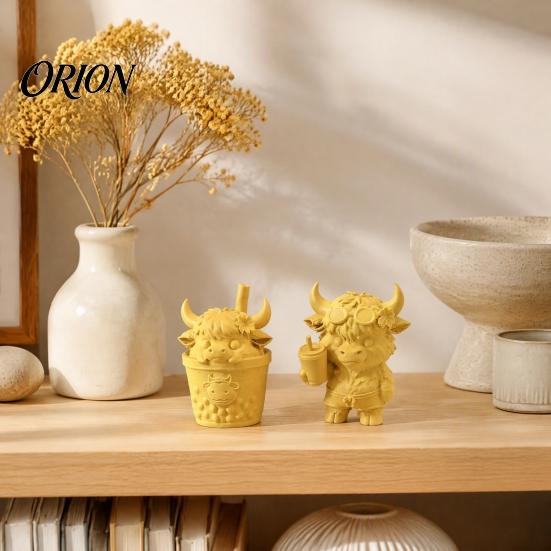 Молочный Чай Модель Коровы 2 шт. Милая Фигурка Горца, 3D Печатные Статуэтки Пузырьков, Фигурка Подарок для Коллекционеров Летний Стиль Фермерского Дома Настольные Украшения,