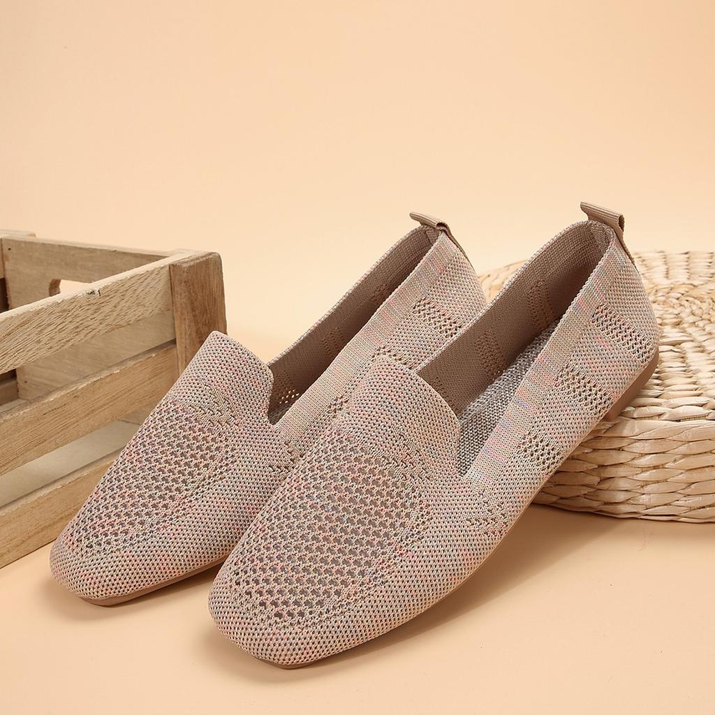 Большие размеры Lazy One Foot Stirrup Casual Shoes, квадратный носок, плоская подошва, ажурное переплетение, однотонные туфли