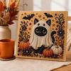 Home Decoration Projects Ghost Faux Pearl Art Kit, Halloween Painting DIY Cute Unique Artistic Bead Work Absurd Skeleton 3D Craft Kit for Adults,