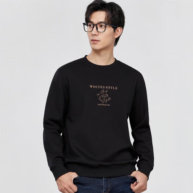 Septwolves Men's Fleece-Lined Embroidered Sweatshirt