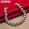 925 Sterling Silver 10mm Hollow Circle Ball Beads Silver Beaded Bracelet Jewelry