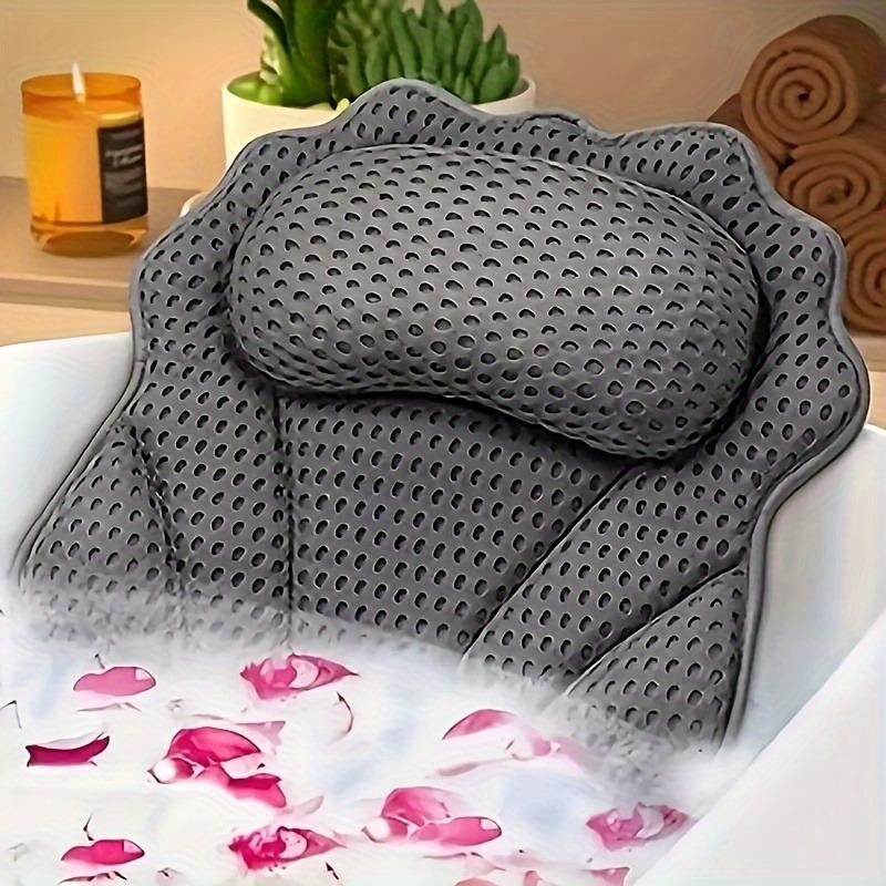 Bathtub Pillow with Suction Cups, Soft 4D Fabric, Machine Washable, Non-slip for Bath Use
