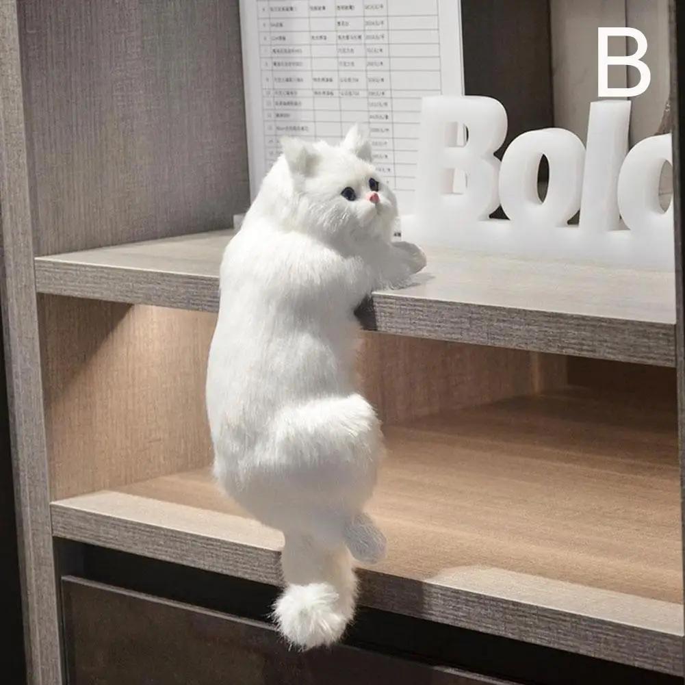 Милые плюшевые игрушки-симуляции кошек, украшения, мягкие игрушки, фигурки животных, настольные кошки, подвесные котята, телевизор, реалистичные пушистые игрушки для шкафа, декоративная фигурка O6M3