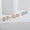 Flash Diamond Single Diamond Peach Heart Stud Earrings, Simple Little Princess Love Beating Heart Shape Small Fresh and Sweet Love Stud Earrings