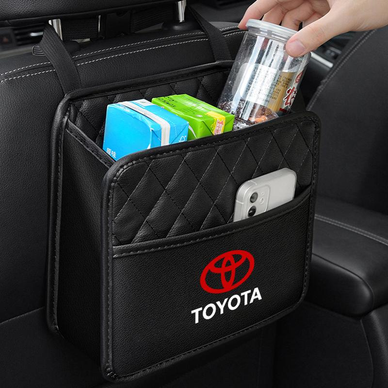 CKMY4 Car Seat Back Organizer PU Leather Backseat with Garbage Bag Car Organizer For Toyota Corolla Camry Prado Rav4 Yaris Hilux Prius