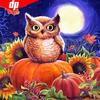 Diamond Painting Full Drill Round Owl Art Diamond Pumpkin Embroidery Rhinestones Picture Halloween