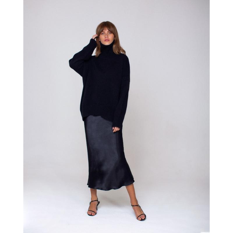 Turtleneck Solid Color Sweater Thick Pullover Women's Long Sleeved Top Warm Comfortable Loose Casual Knit Bottoming Shirt Commute Autumn and Winter