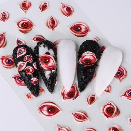 1 Sheet 5D Halloween Nail Stickers Dark Butterfly Lips Blood Drop Relief Design Nail Art Sticker Women Supply