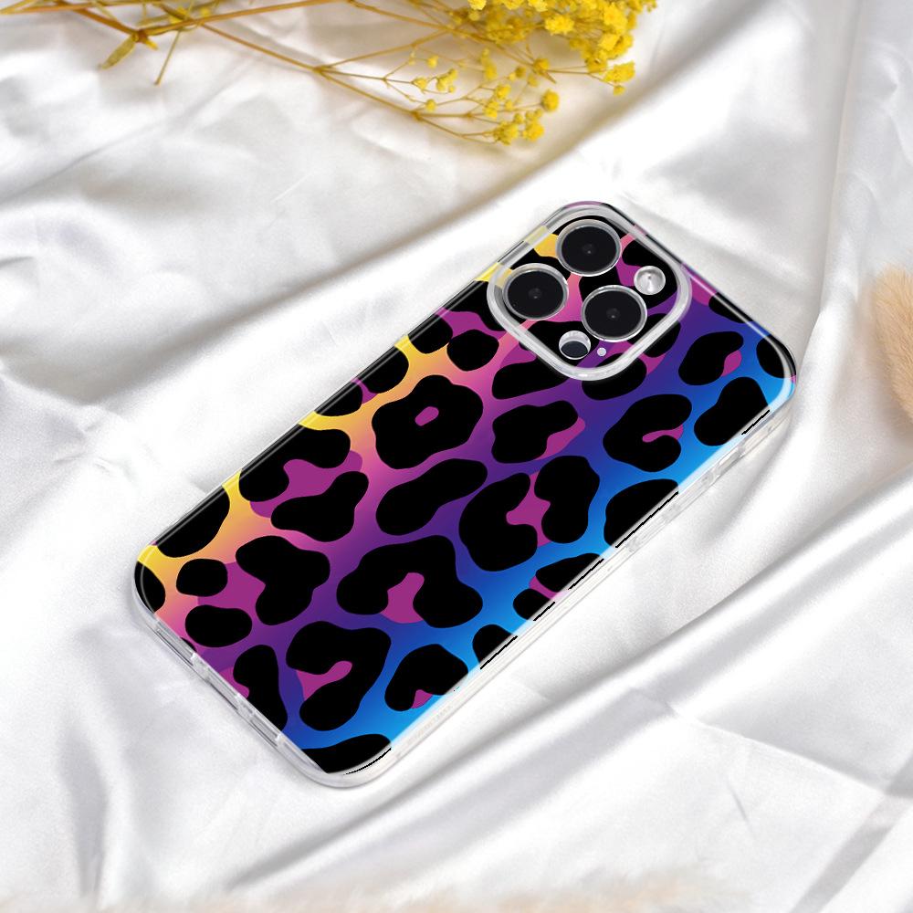 Леопардовый принт Красочный всеобъемлющий мягкий чехол для объектива для Apple iPhone 15 - защитный чехол от падения