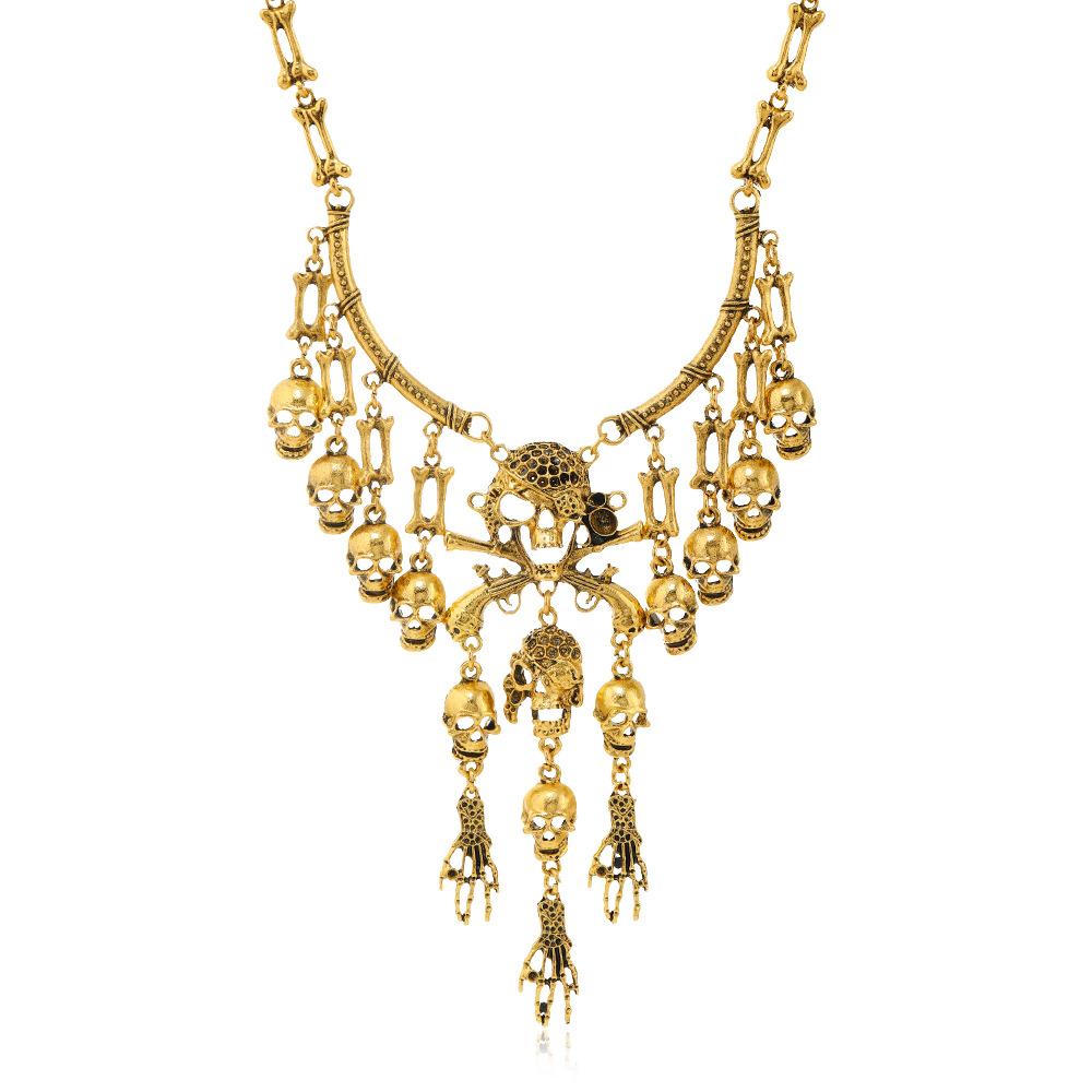 Ретро-ожерелье с преувеличенным черепом, серьги в виде руки призрака, комплект ожерелья