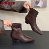 Fashion Silver Female Low Heel Women Ankle Stretch Boots Zippers Fashion Pointed Toe Ladies Modern Short Boots Pumps Shoes