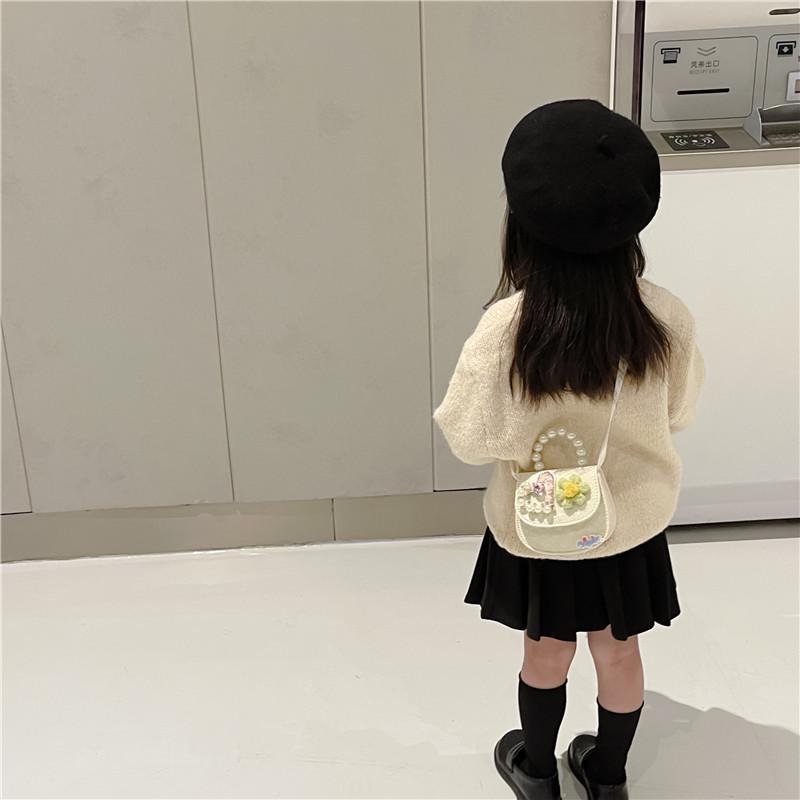 Adorable Mini Pearl Heart Flower Handbag For Kids Perfect For Daily Outfits