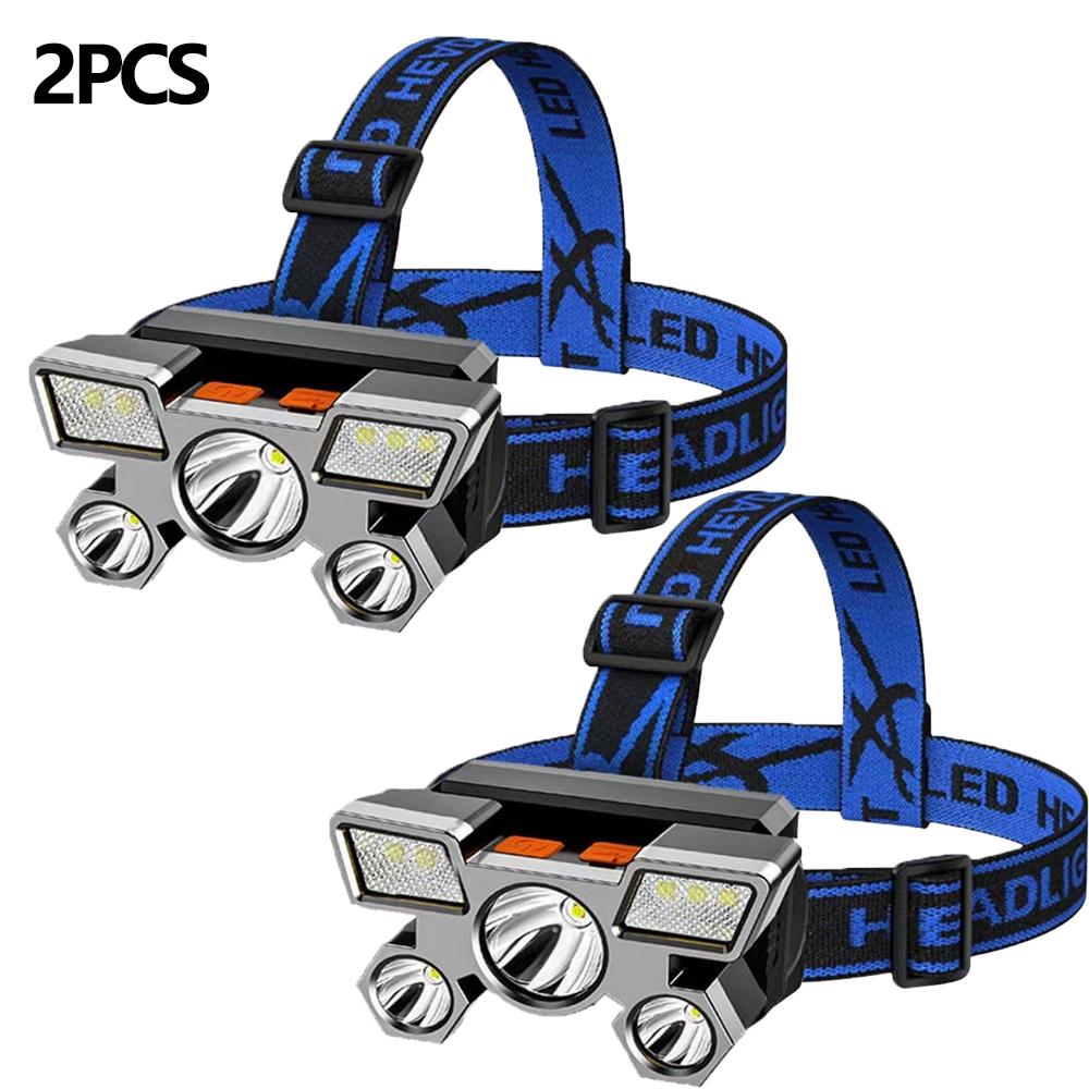 Powerful USB Rechargeable 5LED Headset Flashlight Outdoor Portable Fishing CampingHeadlights Hunting Torch HikingFront Lanterns