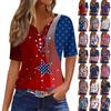 Жен. Футболка День независимости С принтом Пуговицы С короткими рукавами Повседневные Выходные Мода Классический Классический V-образный вырез Обычный Топ