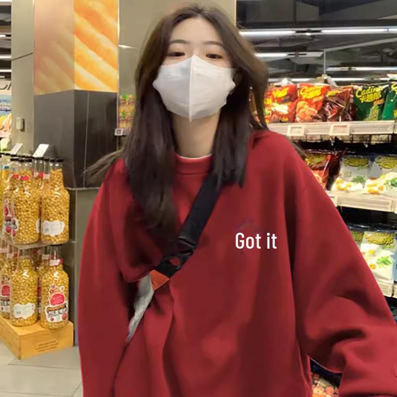 Женская толстовка Plus Velvet European Blue с круглым вырезом - весна/осень 2024 г., свободный топ