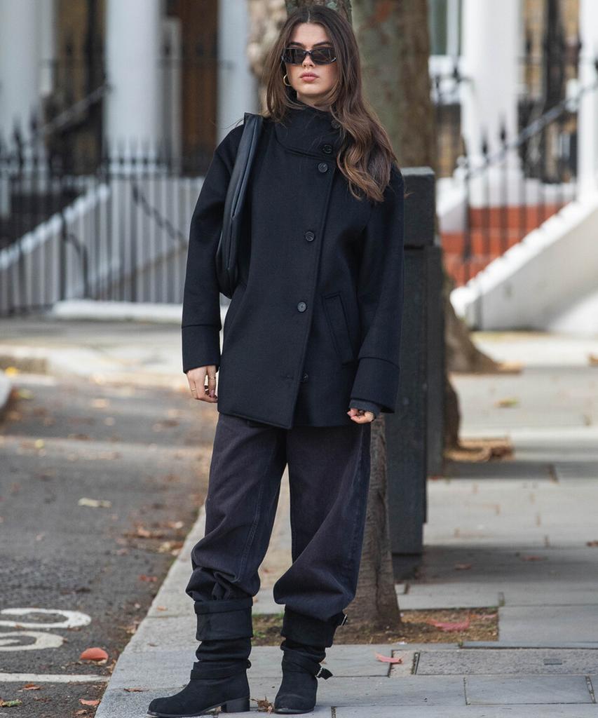 DIMANCHE Double Breasted Coat (Black)