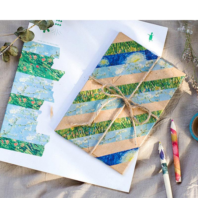 Van Goah Painting Washi Tape Starry Night Irises Apricot Adhesive Masking Tapes Deco Stickers A6186