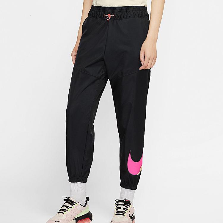 Nike Lina RN Прозрачные розовые повседневные трикотажные спортивные брюки с большим крючком, женские брюки черного цвета CZ8665-010