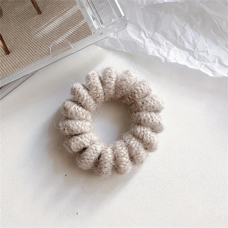 Резинки-скранчи для волос из новой шерсти, телефонный шнур, спиралевидные, однотонные, резинки, эластичная повязка для волос, женские аксессуары для волос