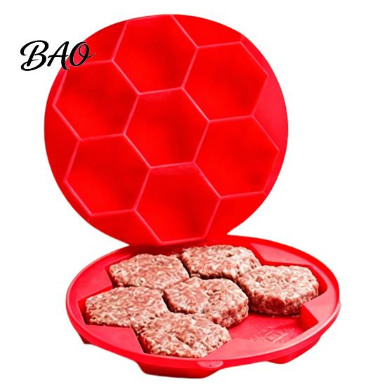Kitchen Tool for Cooking 8 Cavity Silicone Hamburger Patty Maker, Burger Press Mold, Food?Grade Non?Stick Ground Beef Square Tray Freezer Storage