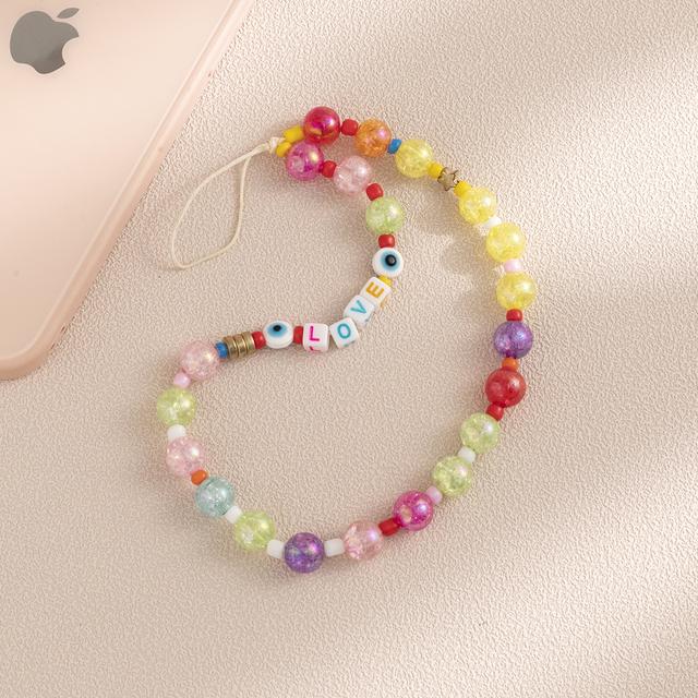 Модная Очаровательная цепочка для мобильного телефона с жемчугом и глиной, акриловая мультяшная ювелирная продукция для телефона для женщин и девочек, подвесной ремешок для телефона с защитой от потери