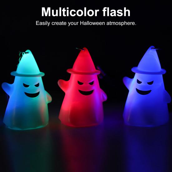 Брелок для ключей с привидением на Хэллоуин со светящимся брелоком-призраком, цветное ожерелье с подсветкой, аксессуары для привидения на Хэллоуин