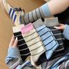 Miu Series Autumn/Winter Striped Cotton Crew Socks - Preppy Style