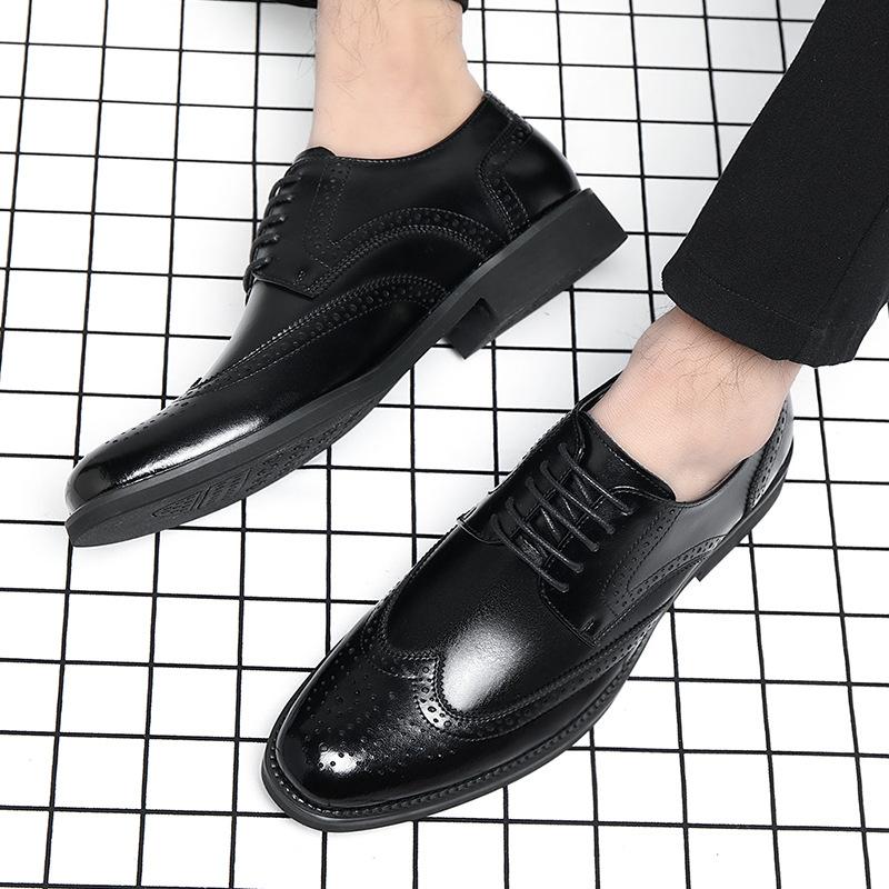 Нарядные кожаные туфли Brock мужские туфли воловья кожа британские остроносые дышащие мужские туфли свадебные туфли 2025