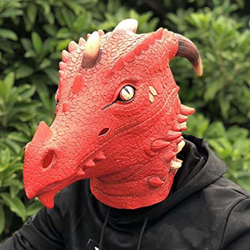 Halloween dinosaur latex mask, animal headgear, carnival costume, realistic animal dragon mask, Tyrannosaurus Rex headgear