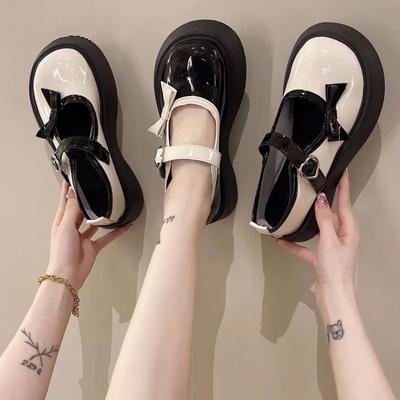 2024 Новые женские туфли, модные туфли Мэри Джейн на толстой подошве в стиле ретро с круглым носком и универсальным бантом, повседневные туфли для женщин Zapatos De Mujer