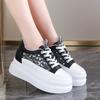 Модные блестящие кроссовки на платформе, женские вулканизированные туфли из дышащей сетки на шнуровке, женская нескользящая повседневная обувь на толстой подошве