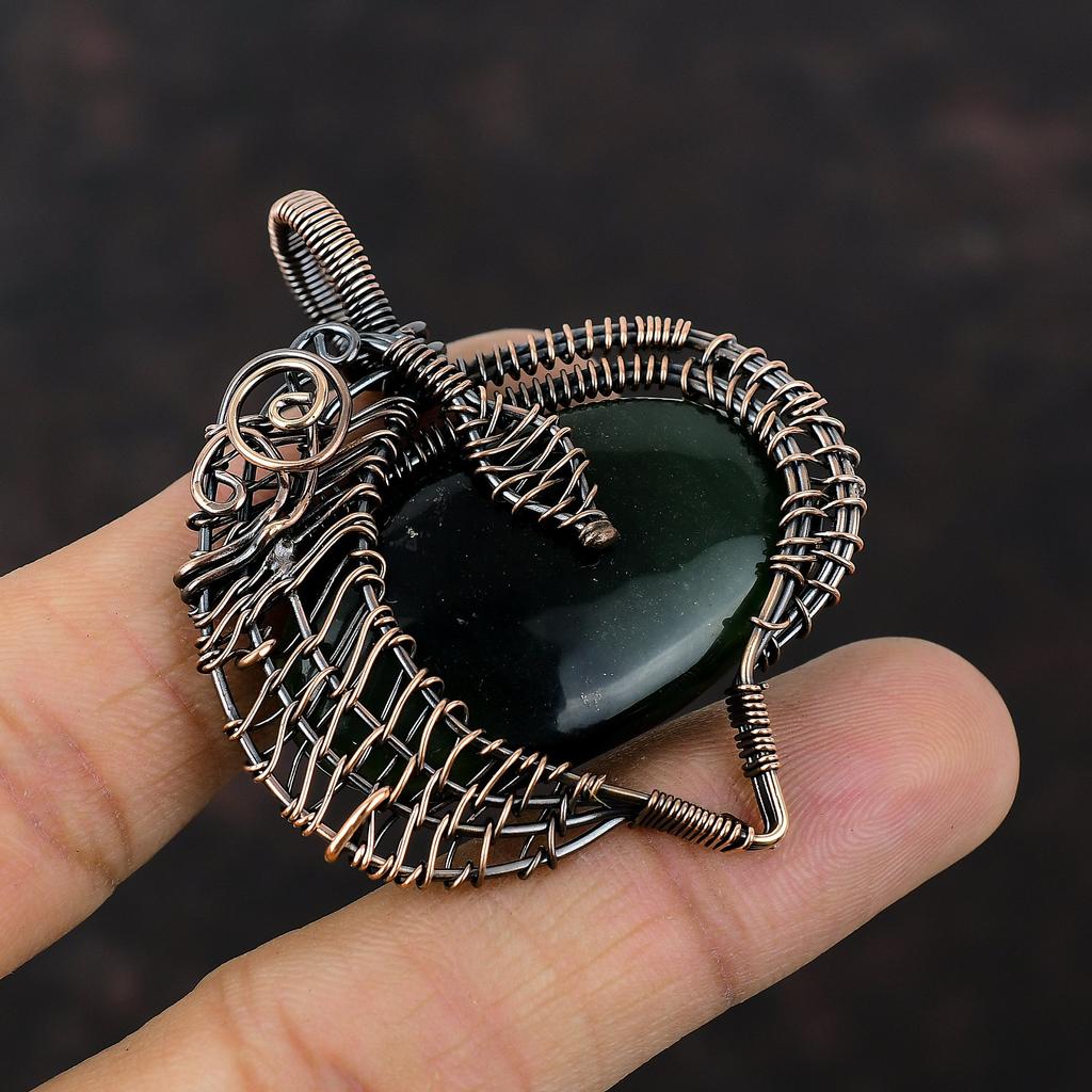 Подвеска из вазонита, подвеска из медной проволоки, подвеска из драгоценного камня ручной работы, ювелирные изделия из натурального вазонита, потрясающий кулон, подарок для него, ювелирные изделия из меди