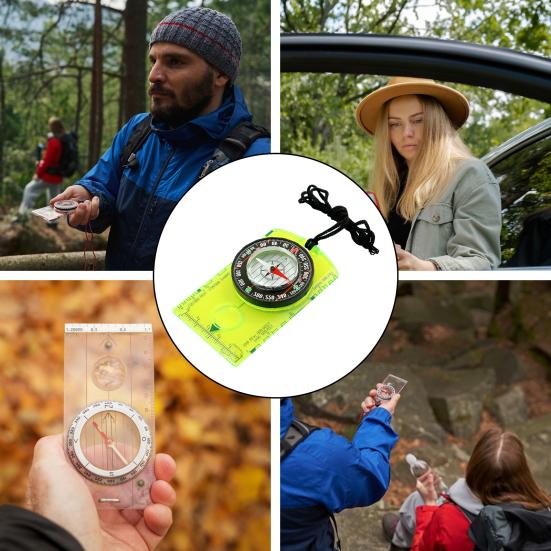 Многофункциональный компас для ориентирования со шнурком, высокая точность, компактный размер, портативное увеличительное стекло, профессиональный компас, снаряжение для кемпинга